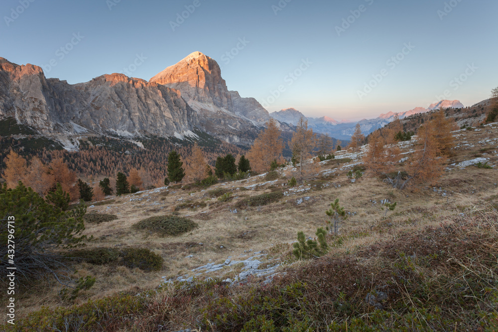 Sunset in the Dolomites area (Italy)