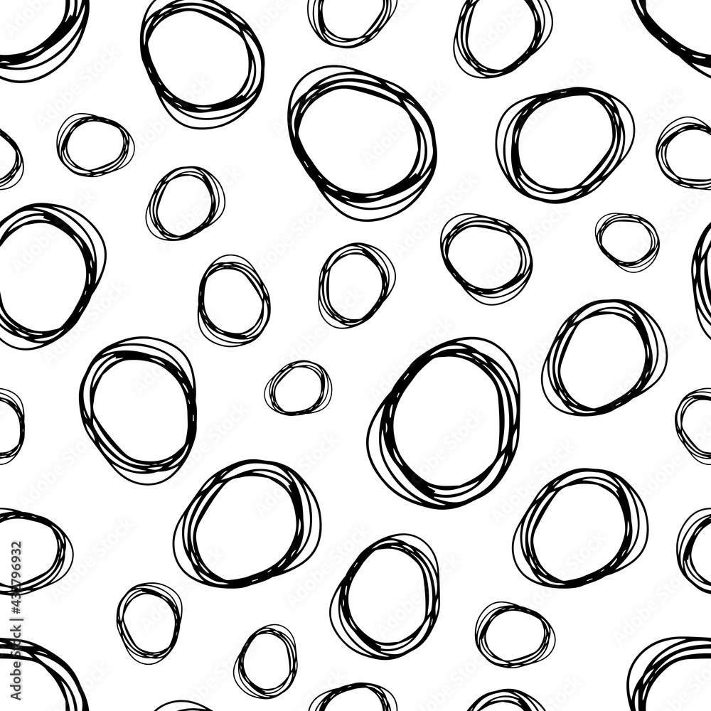 Seamless pattern with sketch circles shape