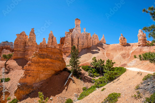 A natural rock formation of Red Rocks Hoodoos in Bryce Canyon National Park  Utah