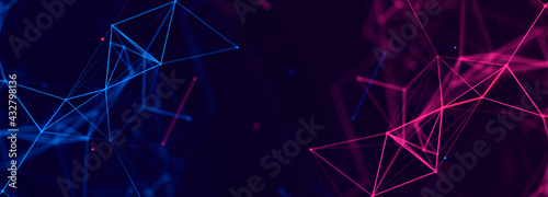 Technology background. Abstract digital combination dots and lines. Network connection structure. 3d Widescreen photo