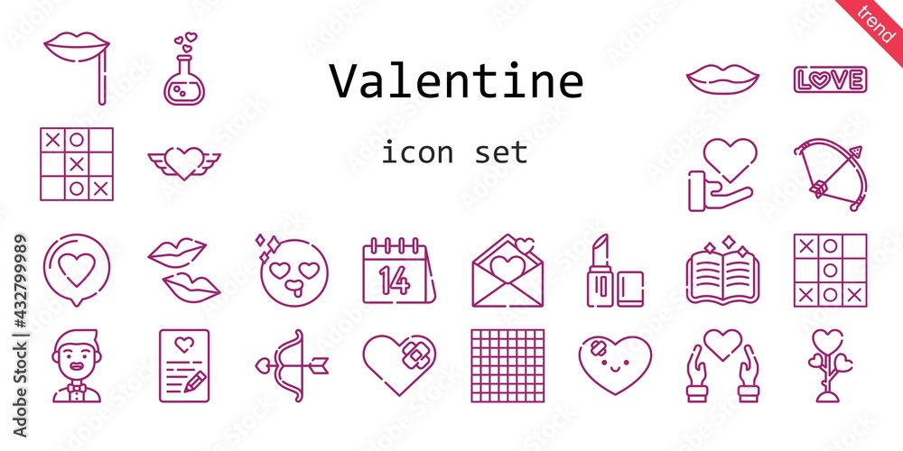 valentine icon set. line icon style. valentine related icons such as love, groom, bow, lipstick, kiss, heart, love potion, cupid, lips, spellbook, in love, tic tac toe, love letter, valentines day, valentine icon set. line icon style. valentine related icons such as love, groom, bow, lipstick, kiss, heart, love potion, cupid, lips, spellbook, in love, tic tac toe, love letter, valentines day,
