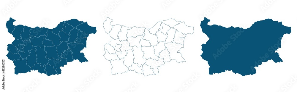 Bulgaria blue map on white background vector
