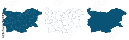 Bulgaria blue map on white background vector photo