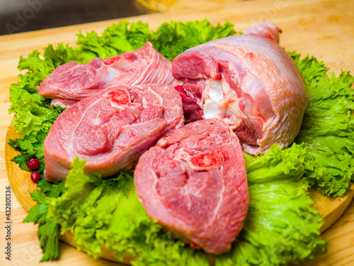 cut leg of raw meat