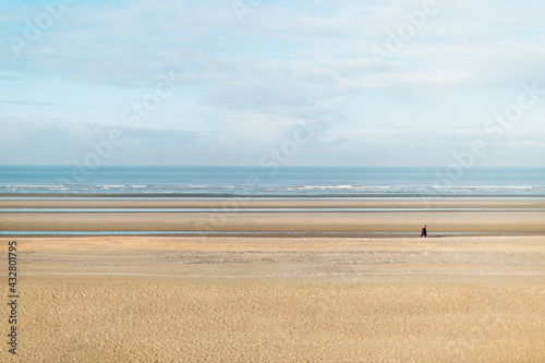 view of the north sea in winter. sea and beach at the border between France and Belgium. Nature reserve of Westhoek in De Panne - La Panne. photo