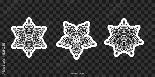 Set of Simple Design Mandalas. Simple flower ornament. Good for menus, prints and postcards. Isolated. Vector illustration