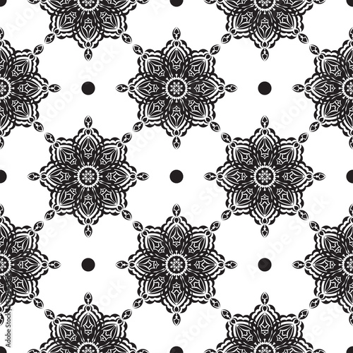 Black and white seamless pattern with vintage ornament. Good for backgrounds  prints  apparel and textiles. Vector