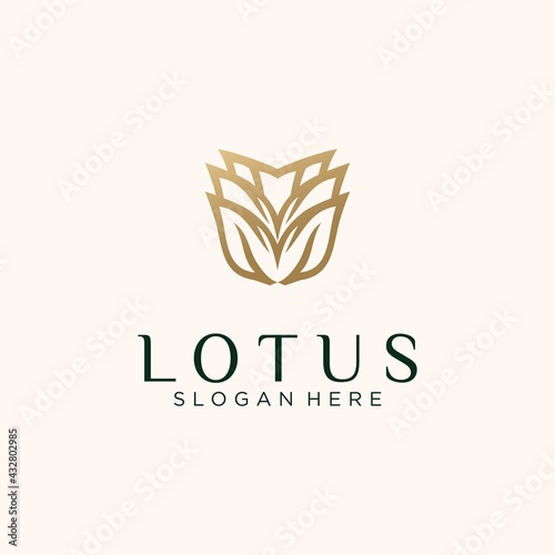 Abstract lotus logo design Linear style lotus flower logo