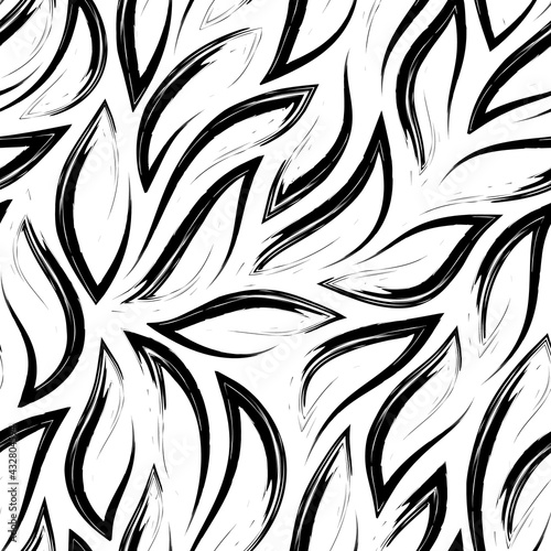 Black vector seamless pattern of flowing corners and lines. Stock monochrome texture.