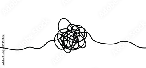 Cartoon, hand drawn scribble sketch circle object. Chaotic or chaos and order. Comic brain. Scrawls, wirwar draad. tangled texture. Random chaotic lines. Flat vector photo