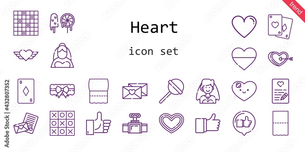 heart icon set. line icon style. heart related icons such as bride, like, garter, tic tac toe, poker, love letter, lollipop, toilet paper, sweets, valve, ace of diamonds, heart, heart icon set. line icon style. heart related icons such as bride, like, garter, tic tac toe, poker, love letter, lollipop, toilet paper, sweets, valve, ace of diamonds, heart,