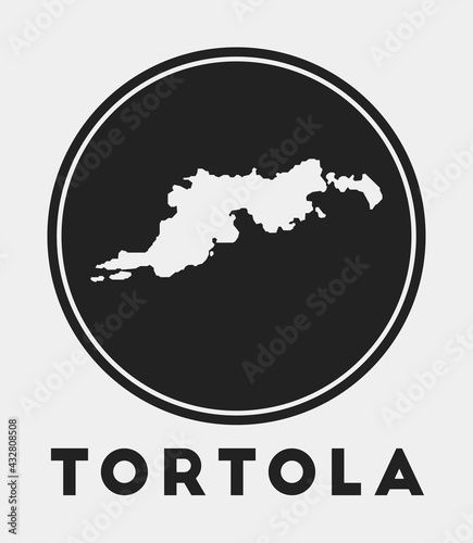Tortola icon. Round logo with island map and title. Stylish Tortola badge with map. Vector illustration.