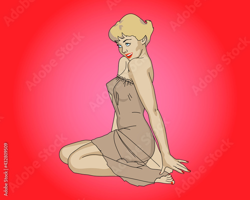 Pin-up sexy woman, girl, retro, vintage, vector