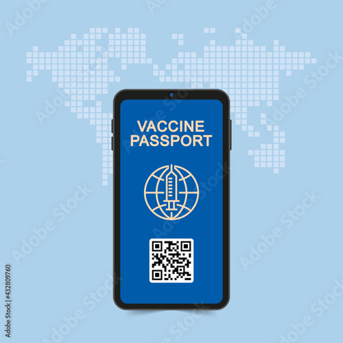 Tourist uses a vaccine passport for travel around the world