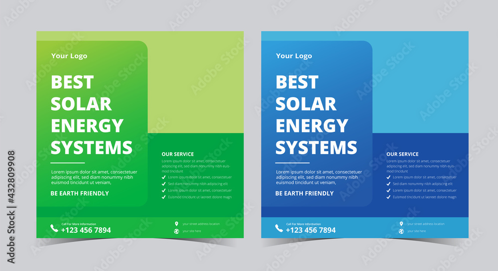 Green Energy Social media post and flyer Templates, Solar Energy Social ...