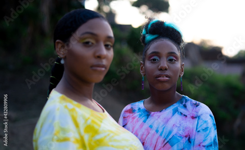 Young black girls in tie dye