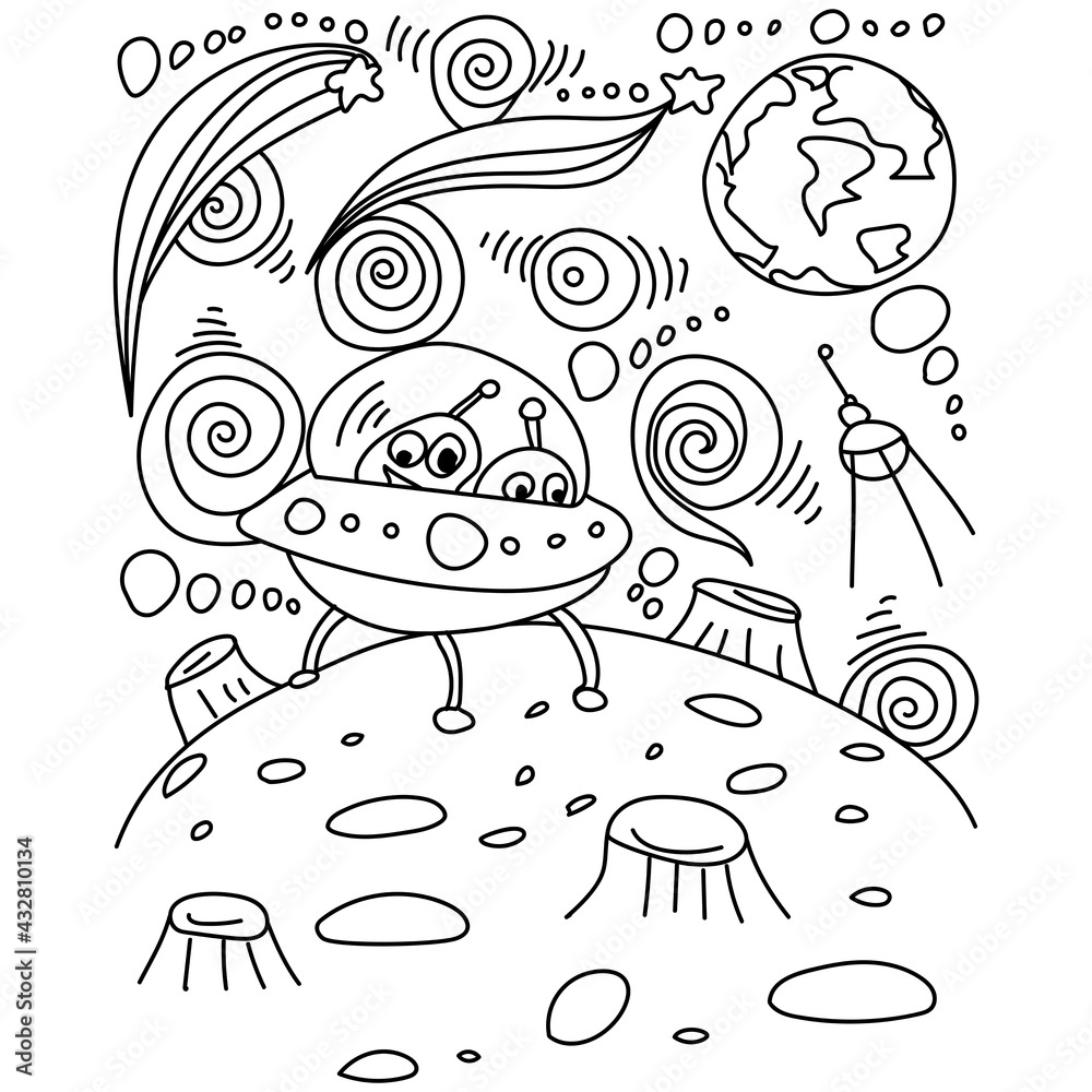 Alien Spaceship Coloring Page