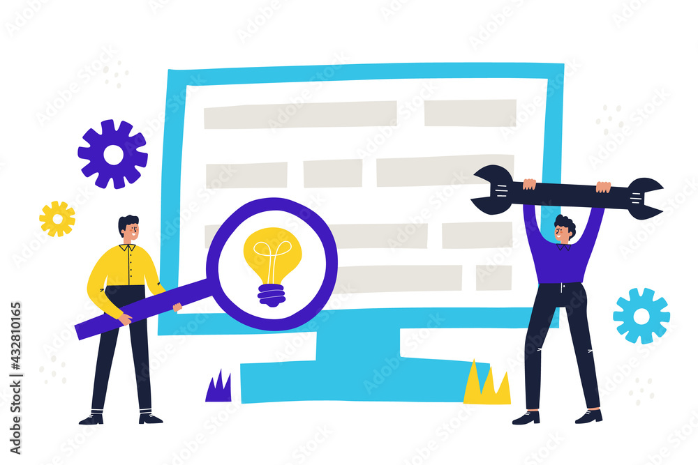 Vector illustration with office workers. Workflow business concept Vector illustration with office workers. Workflow business concept