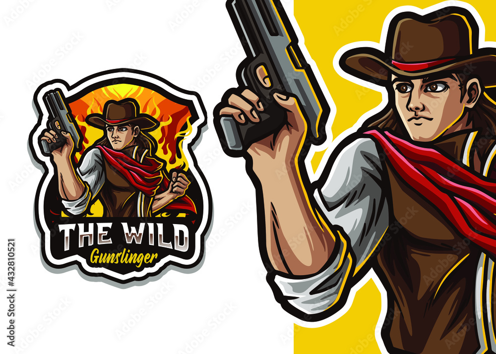 Cowboy Mascot Logo Illustration Cowboy Mascot Logo Illustration