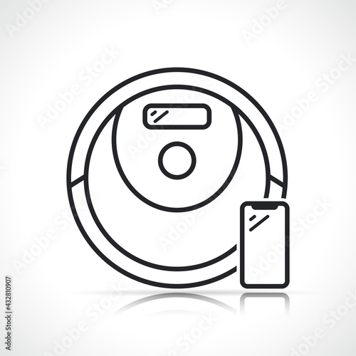 robot vacuum cleaner line icon