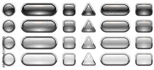 Grey shiny buttons set, glo...