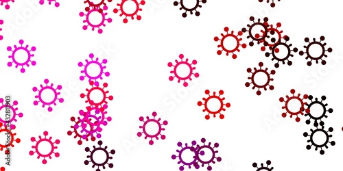 Light purple, pink vector background with covid-19 symbols.