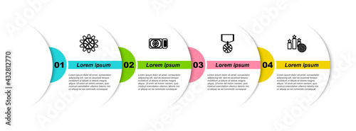 Set line Planning strategy concept, Basketball game ticket, medal and Sports winner podium. Business infographic template. Vector