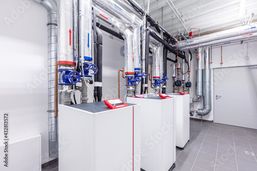 Canvas Print Heat pump room in commercial building