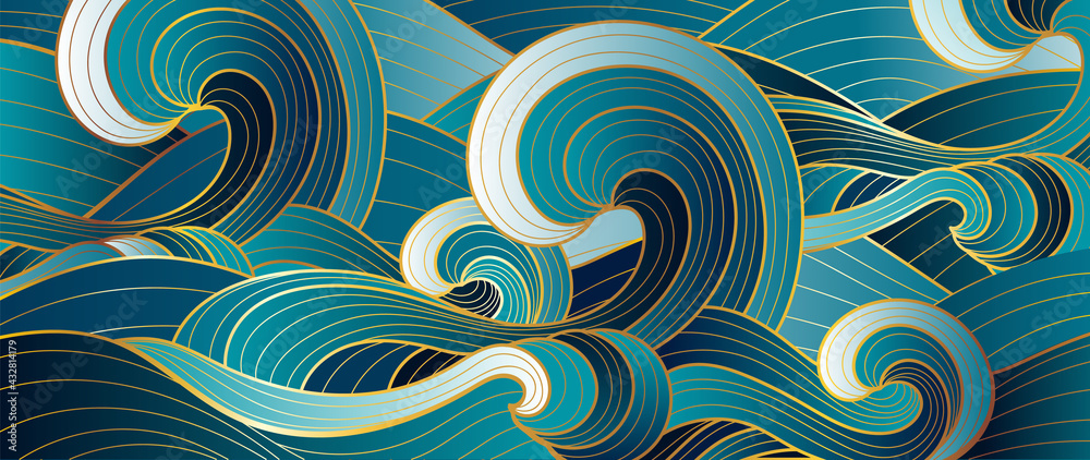 Gold abstract wave line arts background vector. Luxury wall paper design for prints, wall arts and home decoration, cover and packaging design. Gold abstract wave line arts background vector. Luxury wall paper design for prints, wall arts and home decoration, cover and packaging design.