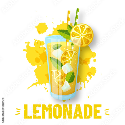 Lemonade and juice splashes - modern vector illustration.