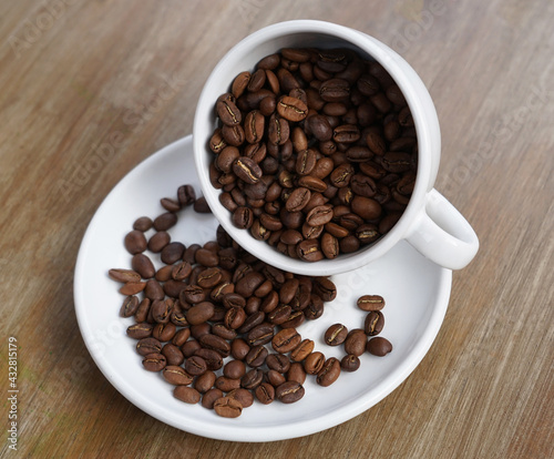 Coffee beans on a cup