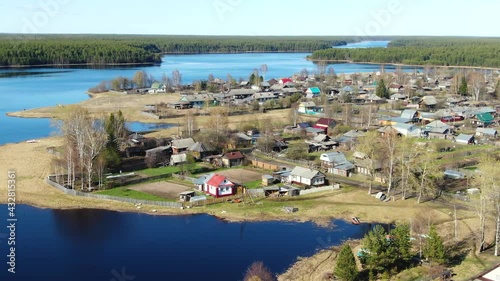 Flying over a Russian village on a drone.