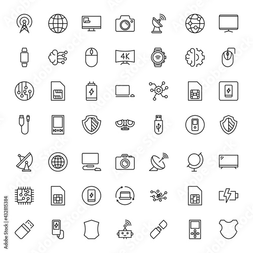Electronics set line icons