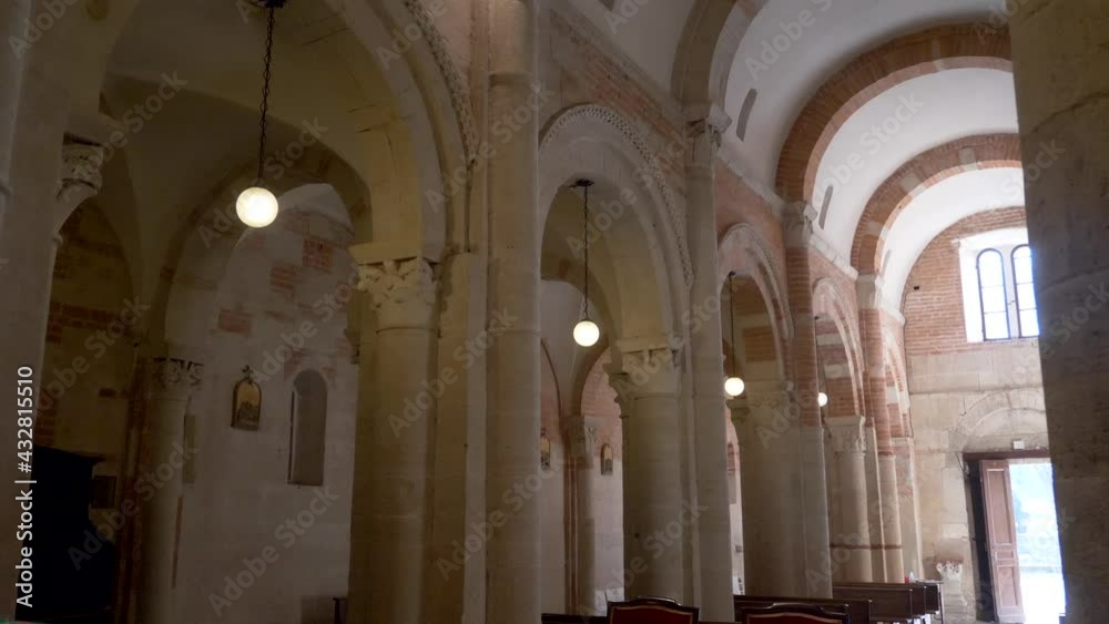 Internal structure of the Abbey of Santa Fede. Cavagnolo. Panning 4K Internal structure of the Abbey of Santa Fede. Cavagnolo. Panning 4K