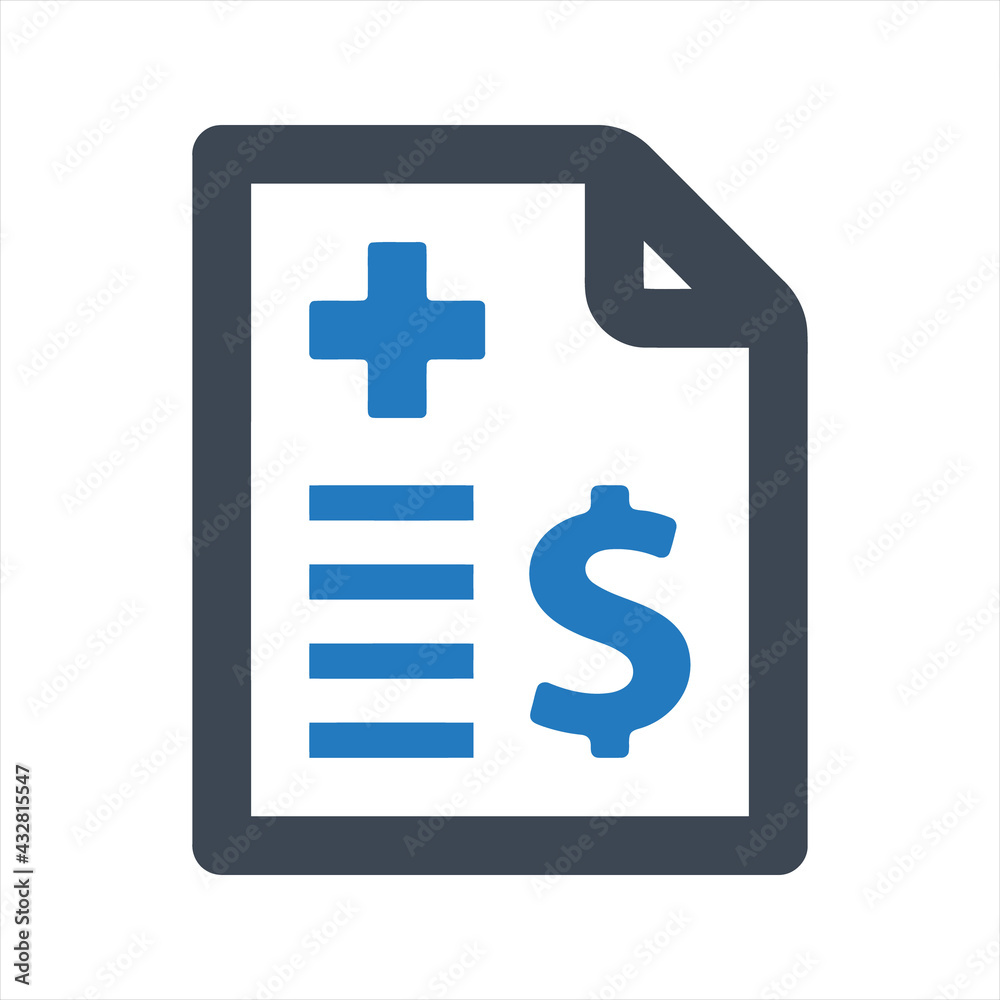 Fototapeta premium Medical bill icon, vector and glyph