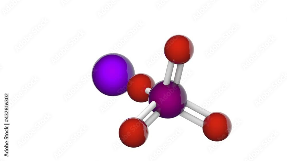 Sodium periodate is an inorganic salt. Formula: NaIO4 or INaO4. Other names: Sodium metaperiodate, Sodium m-periodate. 3D render. Seamless loop. White background Sodium periodate is an inorganic salt. Formula: NaIO4 or INaO4. Other names: Sodium metaperiodate, Sodium m-periodate. 3D render. Seamless loop. White background