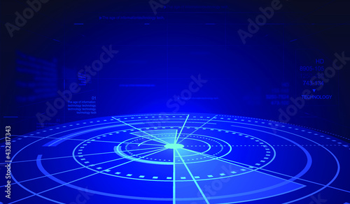 Dark blue 3D interface space sense technology science fiction scene