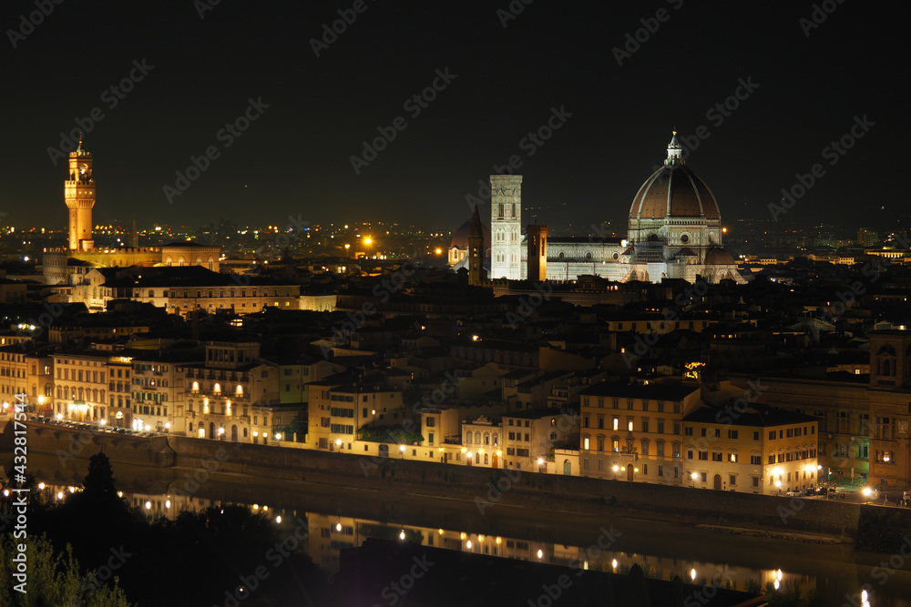 Night view of Florence from Piazzale Michelangelo, Tuscany, Italy