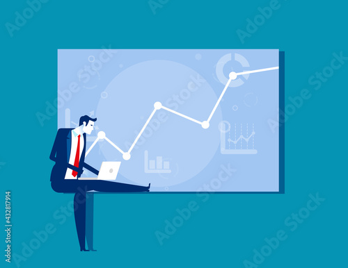 A Businessman working on the graph concept