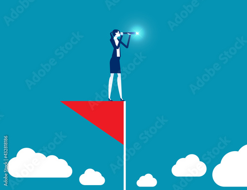 Leaders stand on the flag of success and find new investments
