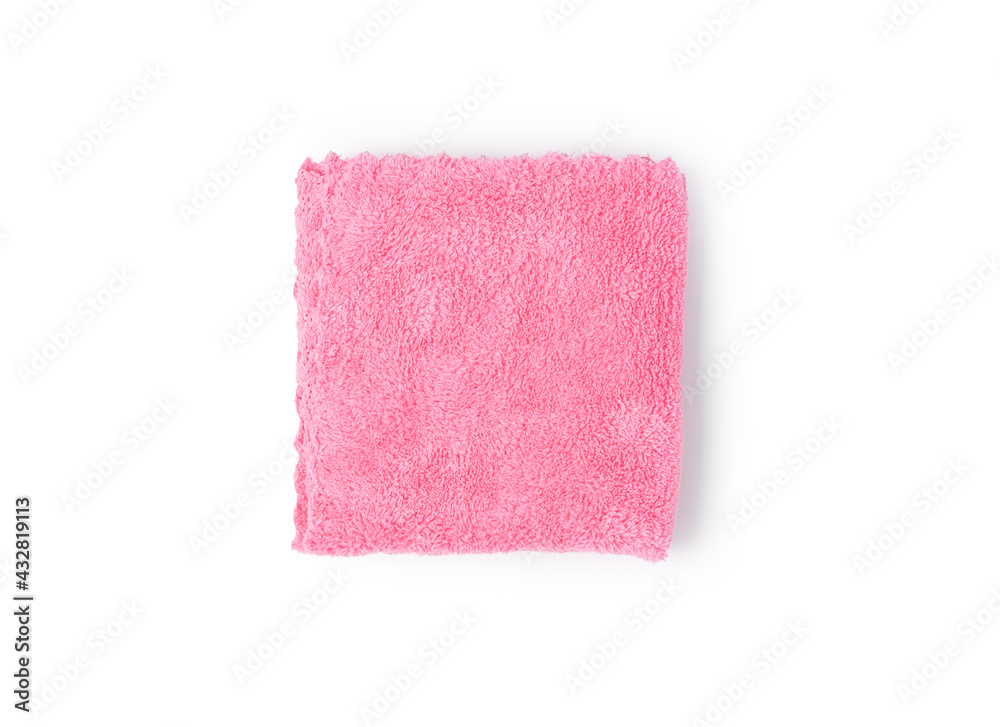 Pink color towel on isolated white background Pink color towel on isolated white background