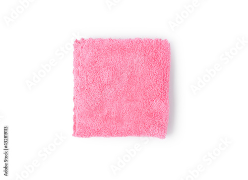 Pink color towel on isolated white background