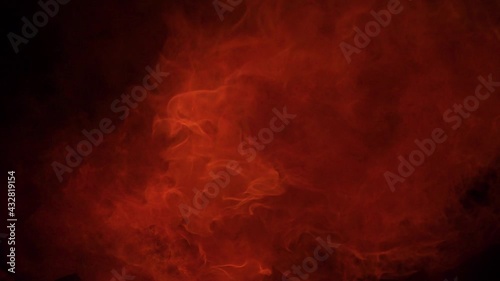 A flashover rolling in a burning building. A flashover is a sudden and rapid spread of fire through the air, caused by the ignition of smoke.