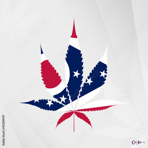 Flag of Ohio in Marijuana leaf shape. The concept of legalization Cannabis in Ohio.