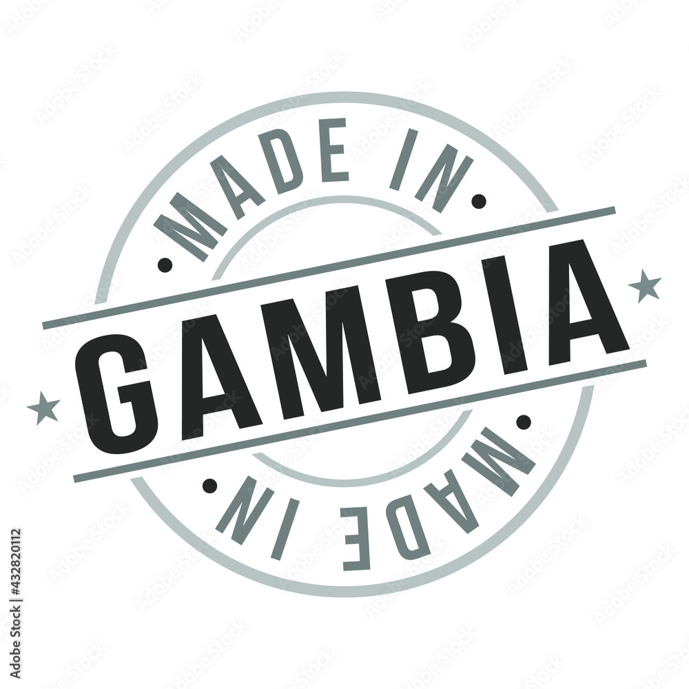 Made in Gambia Quality Original Stamp Design Vector Art Tourism Souvenir Round Seal national Product. Made in Gambia Quality Original Stamp Design Vector Art Tourism Souvenir Round Seal national Product.