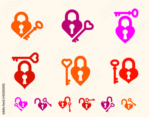 Heart shaped padlocks vecto...
