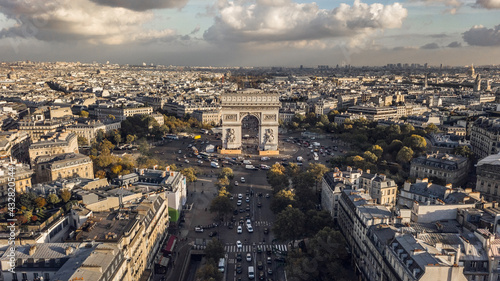 Aerial view of Triumphal Arch in Paris © a_medvedkov