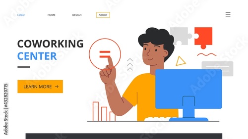 Working at home coworking center concept