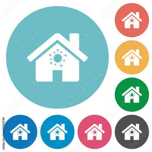 Home quarantine flat round icons