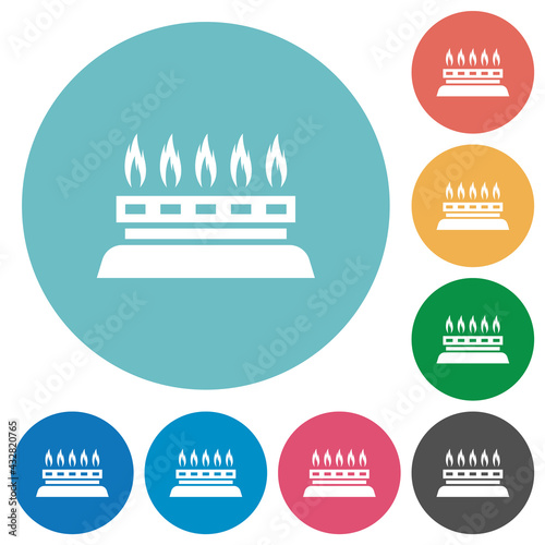 Kitchen gas stove flat round icons
